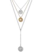 Lucky Brand Two-tone Imitation Pearl Coin Layered Necklace, 18-3/4 + 2 Extender