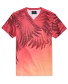 Guess Men's Stream Ombre Palm-print Split-neck T-shirt