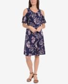 Ny Collection Printed Cold-shoulder Dress