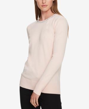 Tommy Hilfiger Embellished-neck Sweater, Created For Macy's