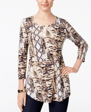 Jm Collection Animal-print Top, Only At Macy's