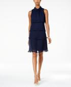 Jessica Howard Petite Mockneck Tiered Sheath Dress