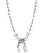 Steve Madden Silver-tone Beaded Crystal Tie Collar Necklace, 16 + 3 Extender