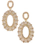 Inc International Concepts Gold-tone Pink Stone & Pave Oval Drop Earrings, Only At Macy's
