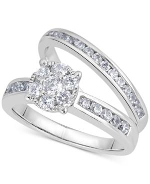 Diamond Cluster Bridal Set (1 Ct. T.w.) In 14k White Gold