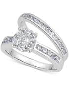 Diamond Cluster Bridal Set (1 Ct. T.w.) In 14k White Gold