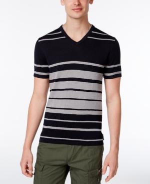 Armani Exchange Men's Knit Stripe V-neck Shirt