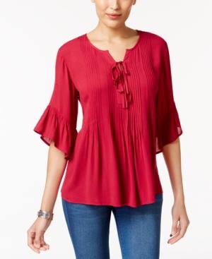 Style & Co Ruffled Lace-up Top, Only At Macy's