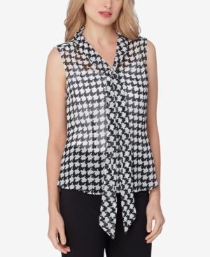 Tahari Asl Sheer Tie-neck Blouse