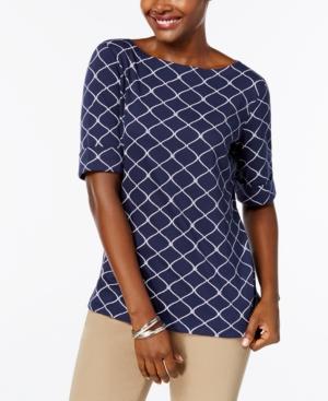 Karen Scott Cotton Elbow-sleeve Top, Created For Macy's