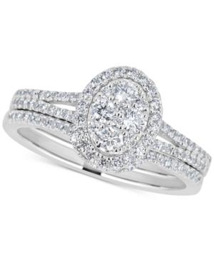 Diamond Cluster Bridal Set (3/4 Ct. T.w.) In 14k White Gold