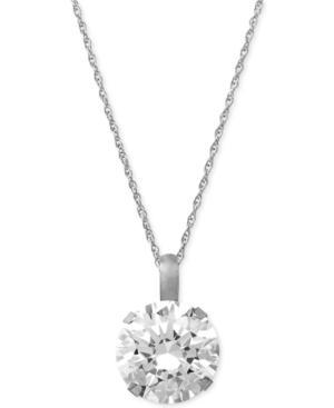 Swarovski Zirconia Round Pendant Necklace In 14k White Gold (3-1/3 Ct. T.w.)