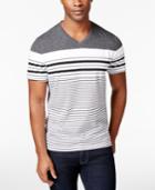 Alfani Men's Mason V-neck Striped Short-sleeve Shirt, Only At Macy's