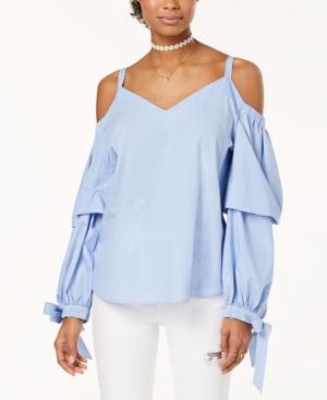 Gypsies & Moondust Juniors' Cotton Cold-shoulder Striped Top
