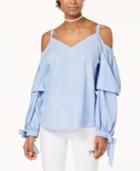 Gypsies & Moondust Juniors' Cotton Cold-shoulder Striped Top