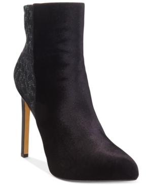 Nine West Ladivinia Pointed Velvet Printed Booties Women's Shoes