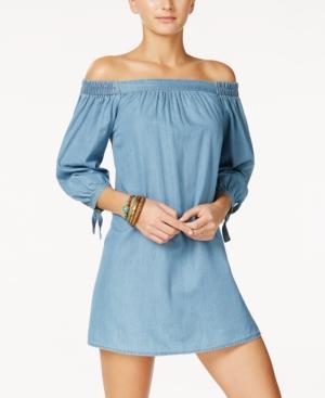 Speechless Juniors' Off-the-shoulder Chambray Dress