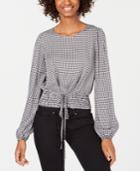 Love, Fire Juniors' Gingham Smocked-waist Crop Top