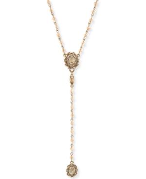 Marchesa Gold-tone Bead & Crystal Lariat Necklace, 16 + 3 Extender