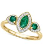 Emerald (5/8 Ct. T.w.) & Diamond (1/6 Ct. T.w.) Ring In 14k Gold