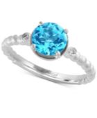 Effy Blue Topaz (1-5/8 Ct. T.w.) And Diamond Accent Solitaire Ring In 14k White Gold