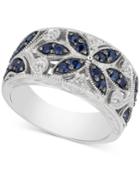 Sapphire (7/8 Ct. T.w.) And Diamond Accent Antique Band In Sterling Silver
