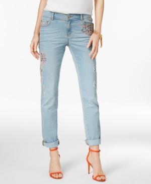 Inc International Concepts Embroidered Indigo Wash Straight-leg Jeans, Only At Macy's