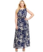 Jessica Howard Plus Size Pleated Belted Maxi Dress
