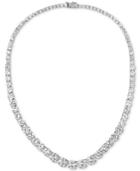 Cubic Zirconia Graduated 18 Collar Necklace In Sterling Silver