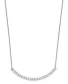 Diamond Curved Bar Pendant Necklace In 14k White Gold (1/3 Ct. T.w.)
