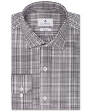Ryan Seacrest Distinction Slim-fit Non-iron Grey Multi-plaid Dress Shirt, Only At Macy's
