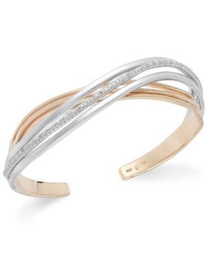 Diamond Bangle Bracelet In 18k Rose Gold Over Sterling Silver And Sterling Silver (1/4 Ct. T.w.)
