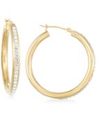 Signature Gold Crystal Hoop Earrings In 14k Gold