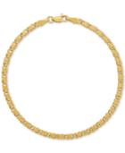 Tricolor Textured Oval Link Bracelet In 14k Gold