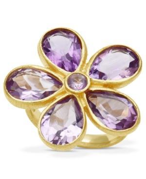 18k Gold Over Sterling Silver Ring, Amethyst Flower Ring (6-9/10 Ct. T.w.)