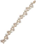 Anne Klein Gold-tone Crystal & Imitation Pearl Flex Bracelet