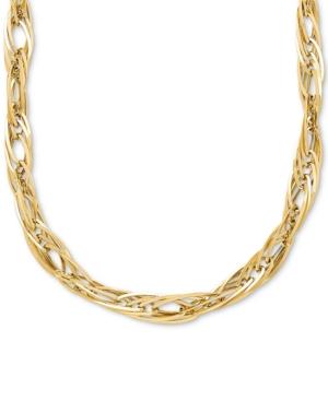Oval Interlocking Link Chain 17 Collar Necklace In 14k Gold