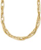 Oval Interlocking Link Chain 17 Collar Necklace In 14k Gold