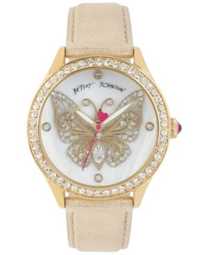 Betsey Johnson Women's Gold-tone Butterfly Metallic Leather Strap Watch 42mm Bj00517-11