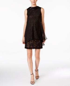 Sl Fashions Sequin Lace Shift Dress With Chiffon Overlay