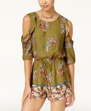 Be Bop Juniors' Printed Ruffle Cold-shoulder Romper