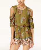 Be Bop Juniors' Printed Ruffle Cold-shoulder Romper