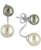 Majorica Sterling Silver Gray And White Imitation Pearl Earring Jacket Earrings