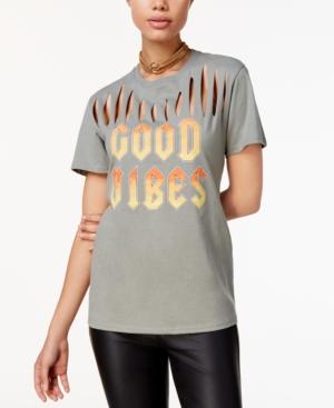 Freeze 24-7 Juniors' Cutout Good Vibes Graphic T-shirt