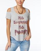 Self Esteem Juniors' No Boyfriend No Problem Cold-shoulder T-shirt
