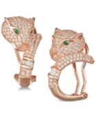 Tiara Cubic Zirconia Panther Hoop Earrings In 14k Rose Gold-plated Sterling Silver