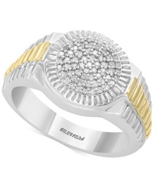 Effy Men's Diamond Two-tone Ring (1/4 Ct. T.w.) In Sterling Silver & 14k Gold