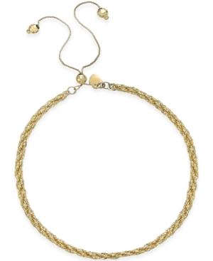 Double Strand Adjustable Friendship Bracelet In 14k Gold