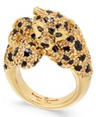 Kate Spade New York Gold-tone Yellow Pave & Jet Stone Cheetah Ring