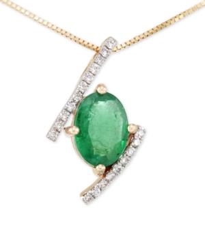 Rare Featuring Gemfields Certified Emerald (1 Ct. T.w.) And Diamond (1/10 Ct. T.w.) Pendant Necklace In 14k Gold, Only At Macy's